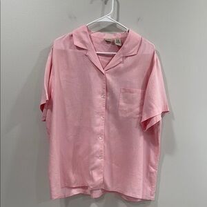 L.L. Bean 100% Linen Pink Button Down Shirt Relaxed Fit Size XL EUC